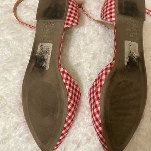 gingham print ankle wrap flats